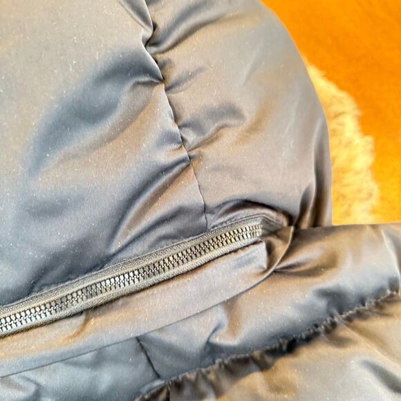 Esprit Quilted Down Puffer Jacket Parka Long Navy Gold Fur Detachable Hood Sz L - Picture 6 of 16